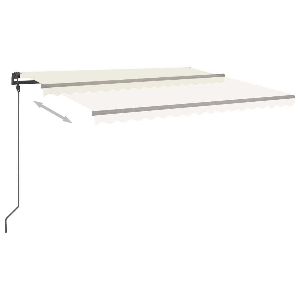 vidaXL Copertină retractabilă manual, cu LED, crem, 5x3,5 m