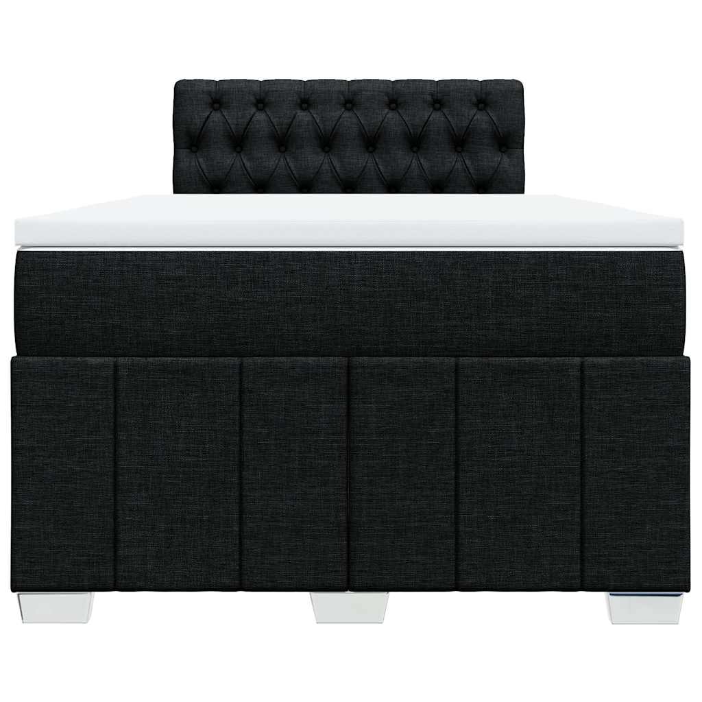 vidaXL Pat box spring cu saltea, negru, 120x200 cm, textil