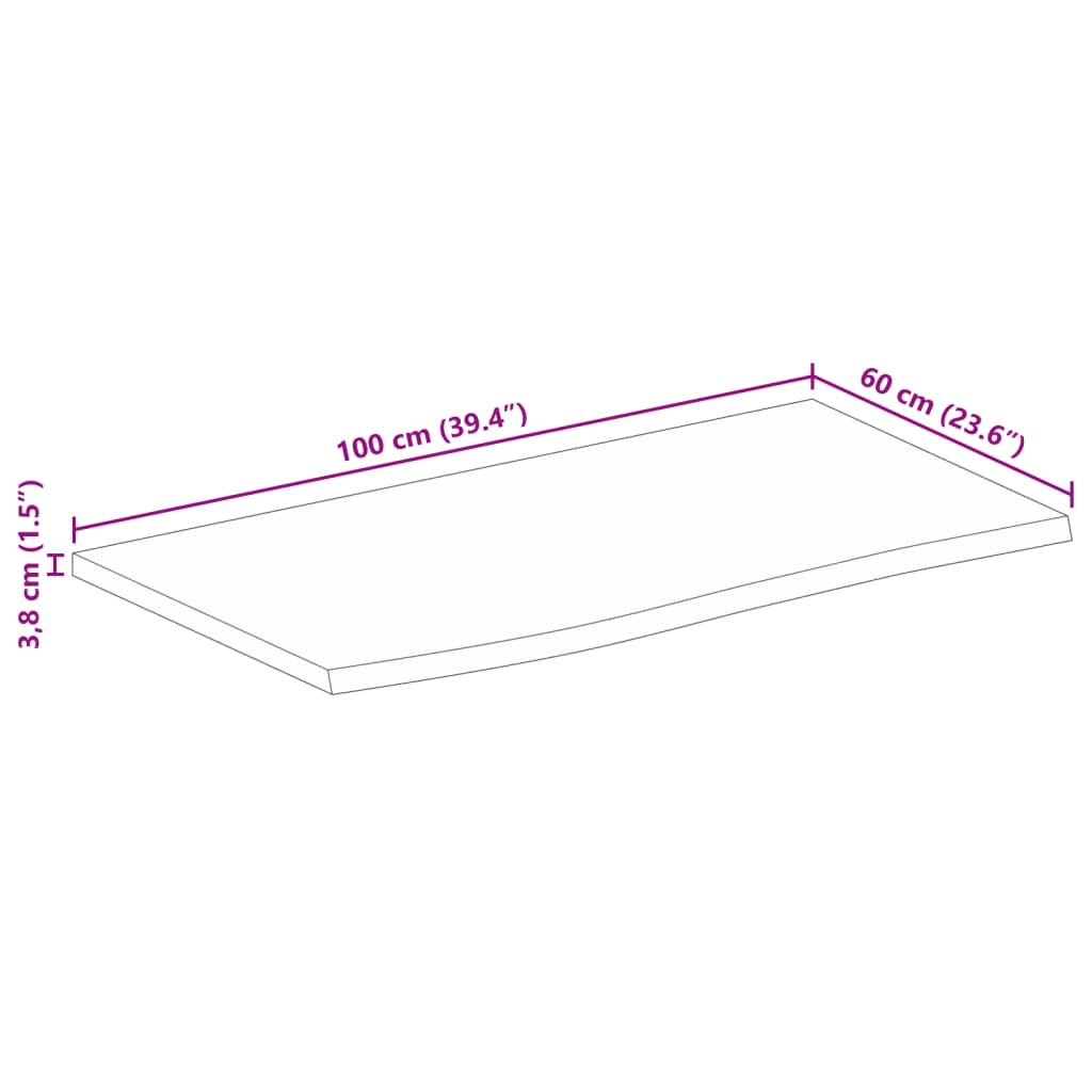 vidaXL Blat de masă contur organic 100x60x3,8 cm lemn masiv de mango