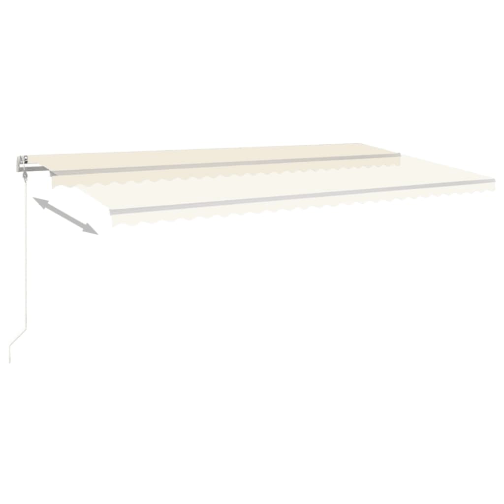 vidaXL Copertină retractabilă manual cu LED, crem, 6x3 m