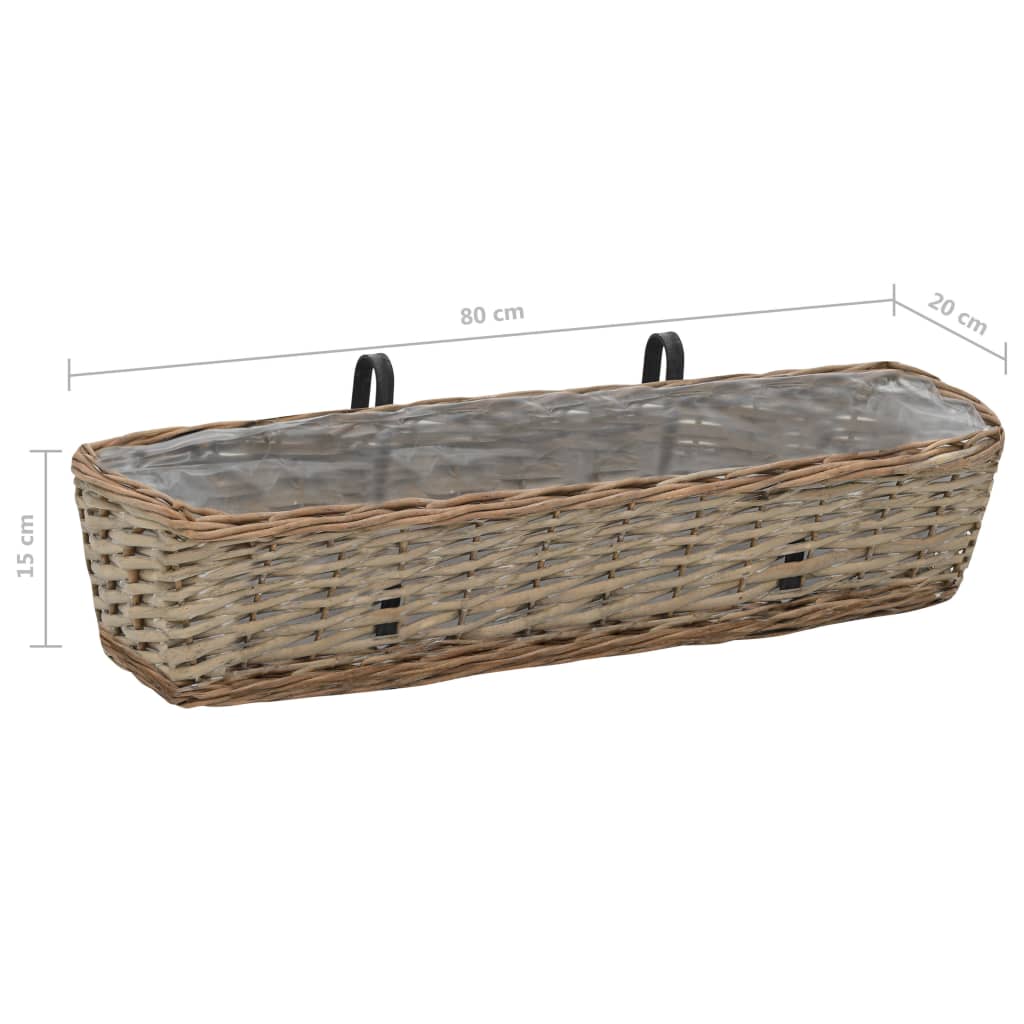 vidaXL Jardinieră de balcon, 2 buc., 80 cm, răchită cu căptușeală PE