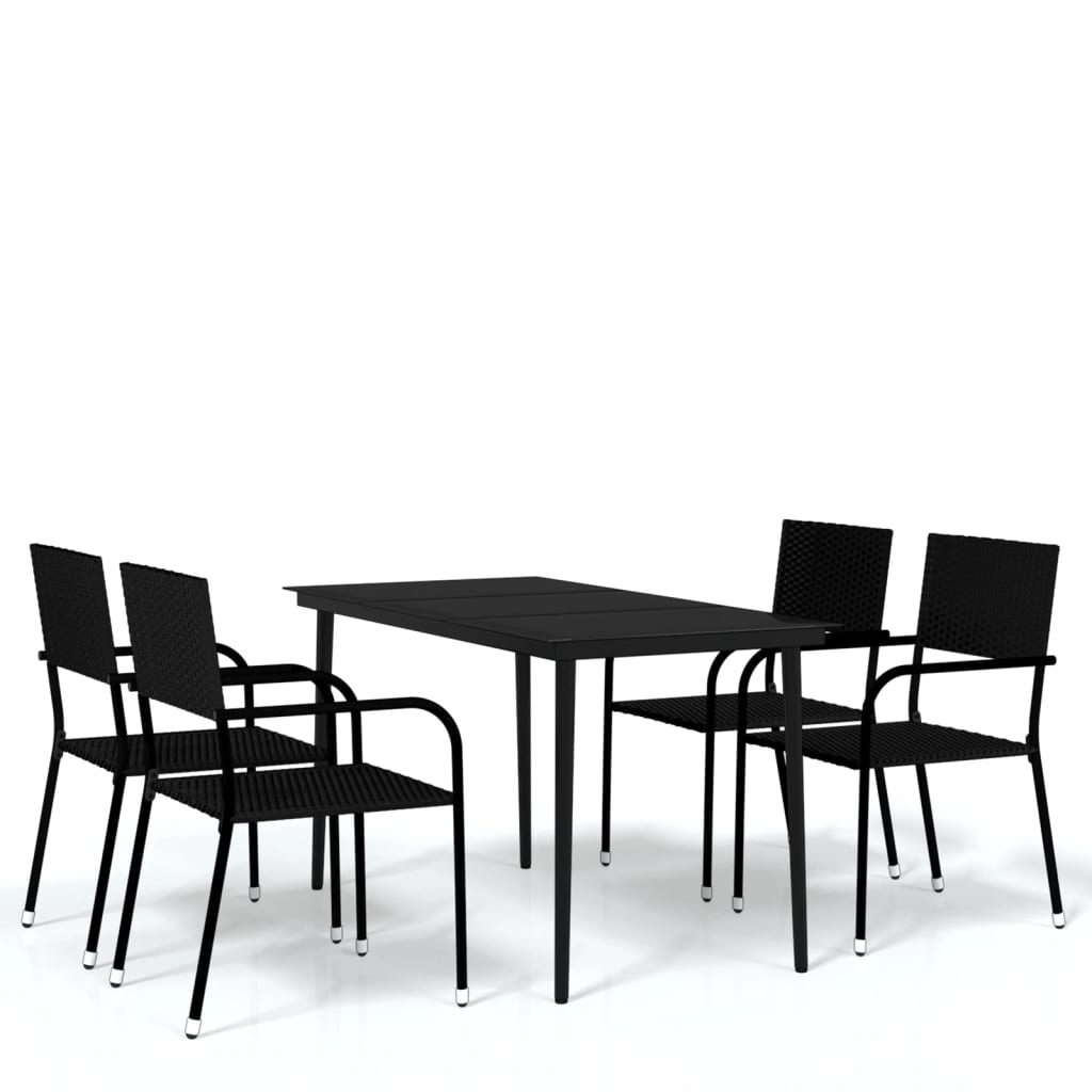 vidaXL Set de mobilier pentru grădină, 5 piese, negru