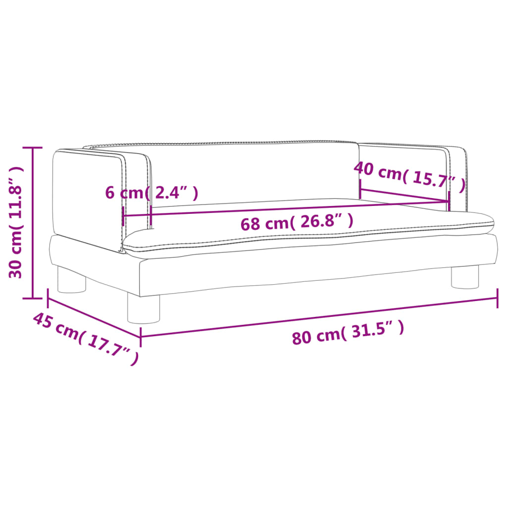 vidaXL Canapea pentru copii, cappuccino, 80x45x30 cm, piele ecologică