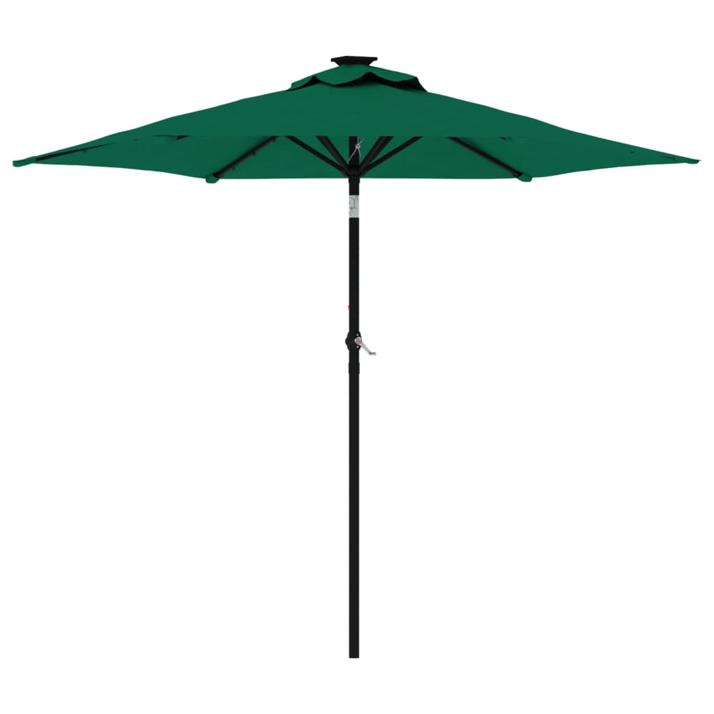 vidaXL Umbrelă soare de grădină stâlp din lemn verde 225x225x212 cm