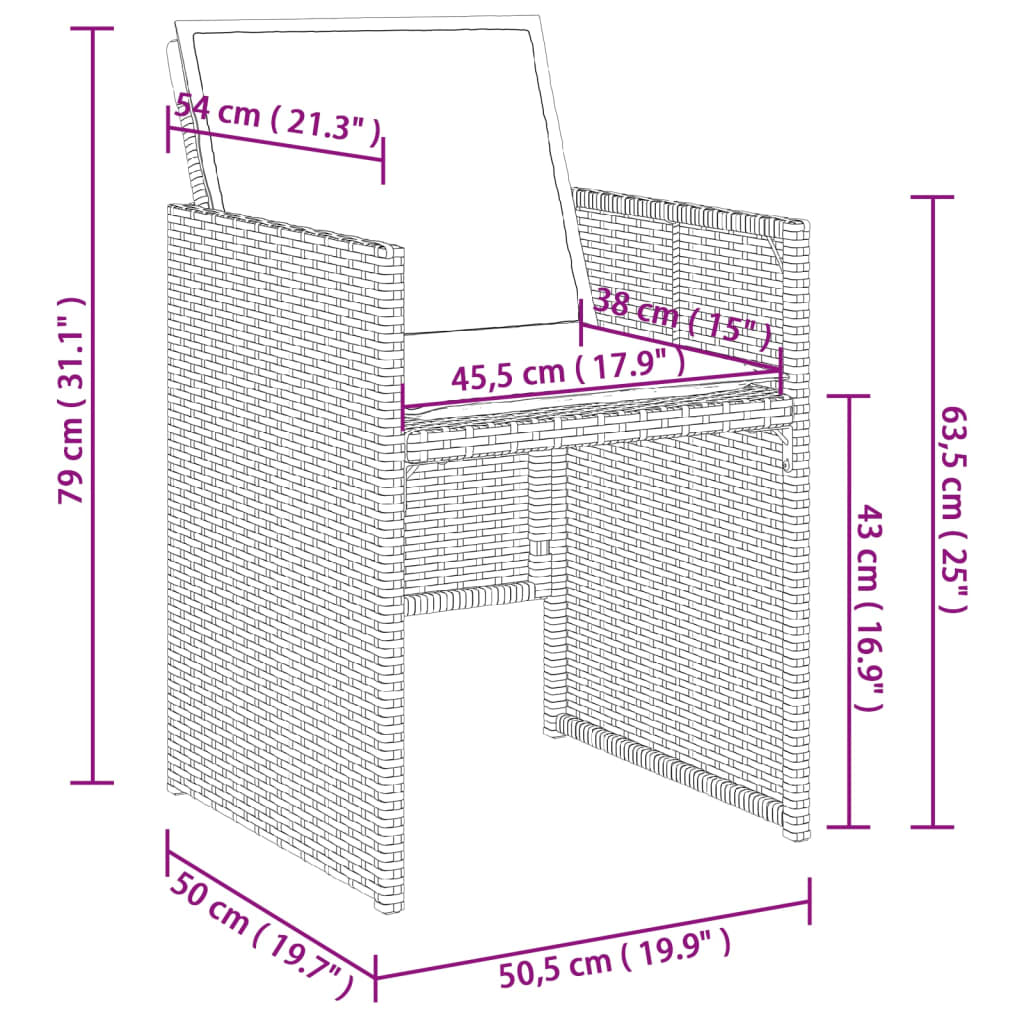 vidaXL Set mobilier de grădină cu perne, 9 piese, negru, poliratan