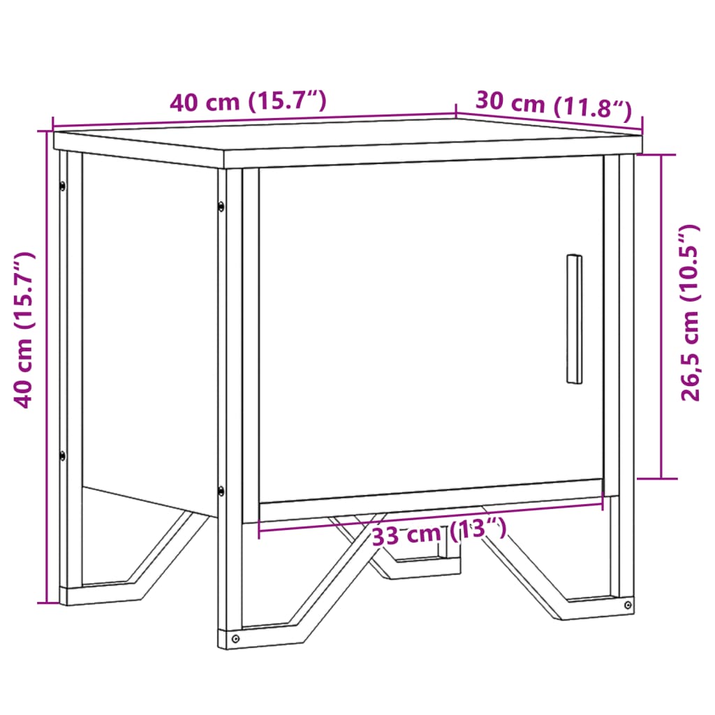 vidaXL Noptiere, 2 buc., stejar maro, 40x30x40 cm, lemn prelucrat