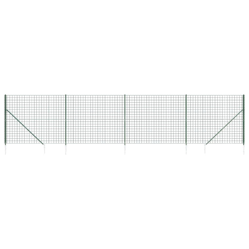 vidaXL Gard plasă de sârmă cu țăruși de fixare, verde, 2x10 m