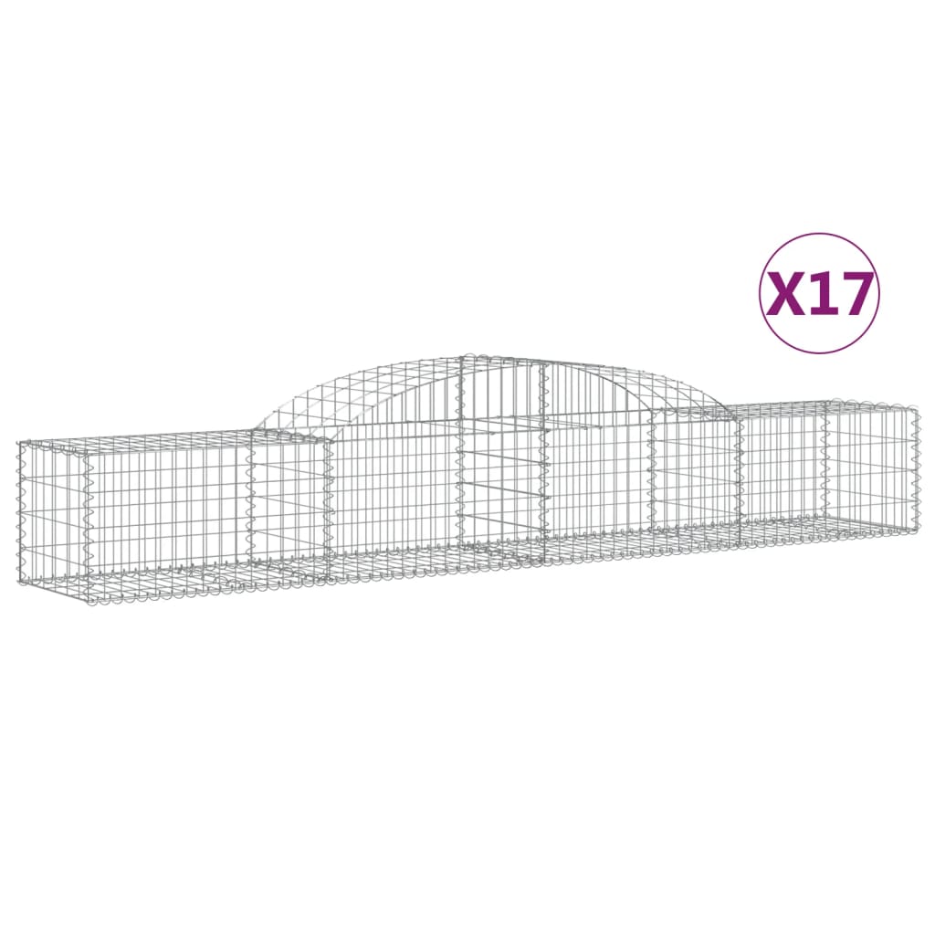 vidaXL Coșuri gabion arcuite, 17 buc., 300x50x40/60cm, fier galvanizat