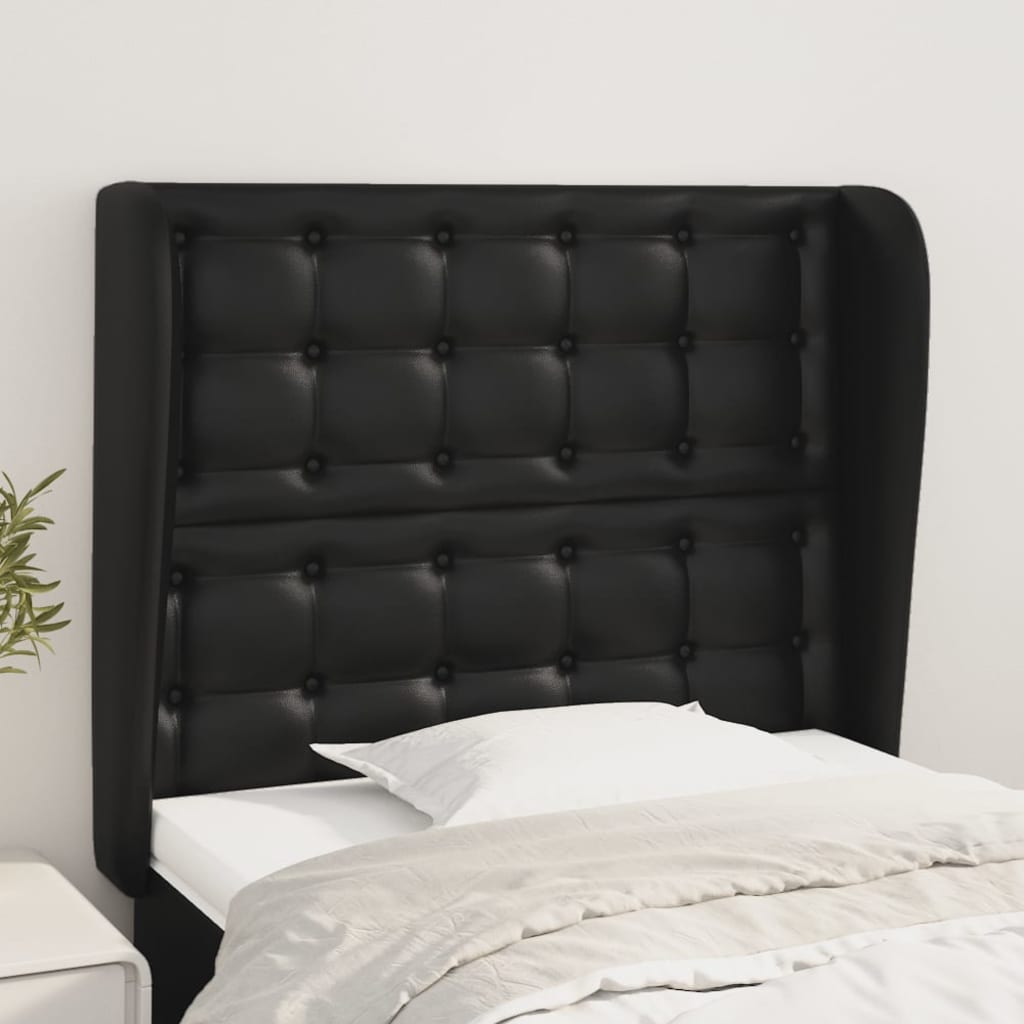 vidaXL Tăblie de pat cu aripioare, negru, 103x23x118/128 cm, piele eco