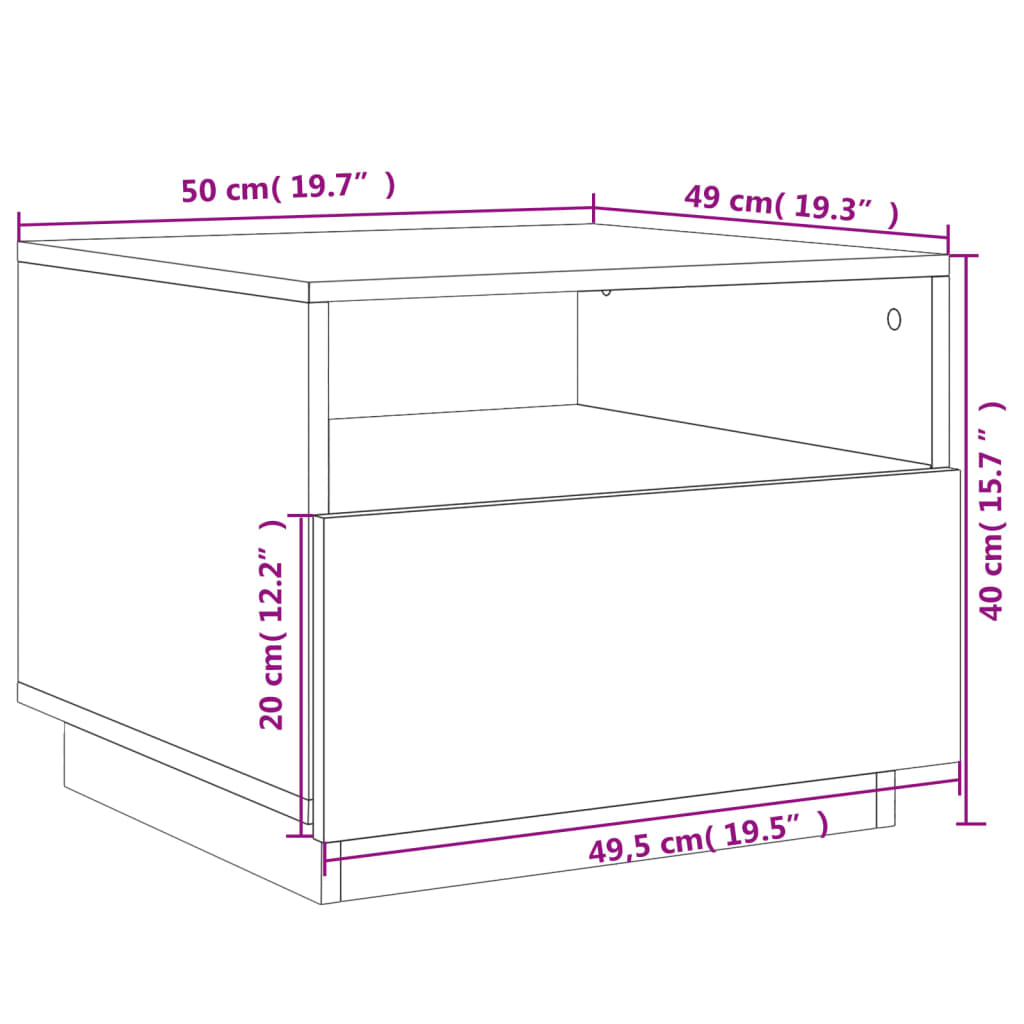 vidaXL Măsuță de cafea cu lumini LED, negru, 50x49x40 cm