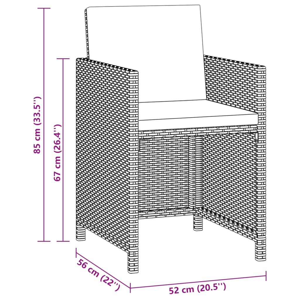 vidaXL Set mobilier de grădină cu perne, 3 piese, bej, poliratan