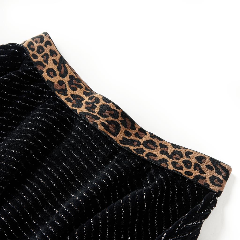 Fusta de copii cu talie tip leopard, negru, 116