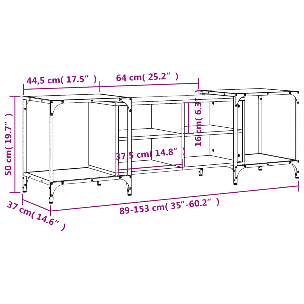 vidaXL Comodă TV, gri sonoma, 153x37x50 cm, lemn prelucrat