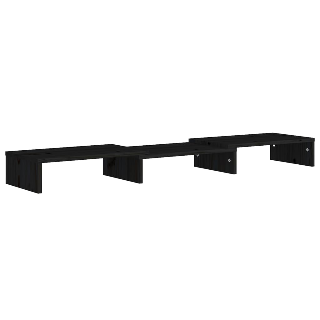 vidaXL Stand pentru monitor, negru, 80x24x10,5 cm, lemn masiv de pin