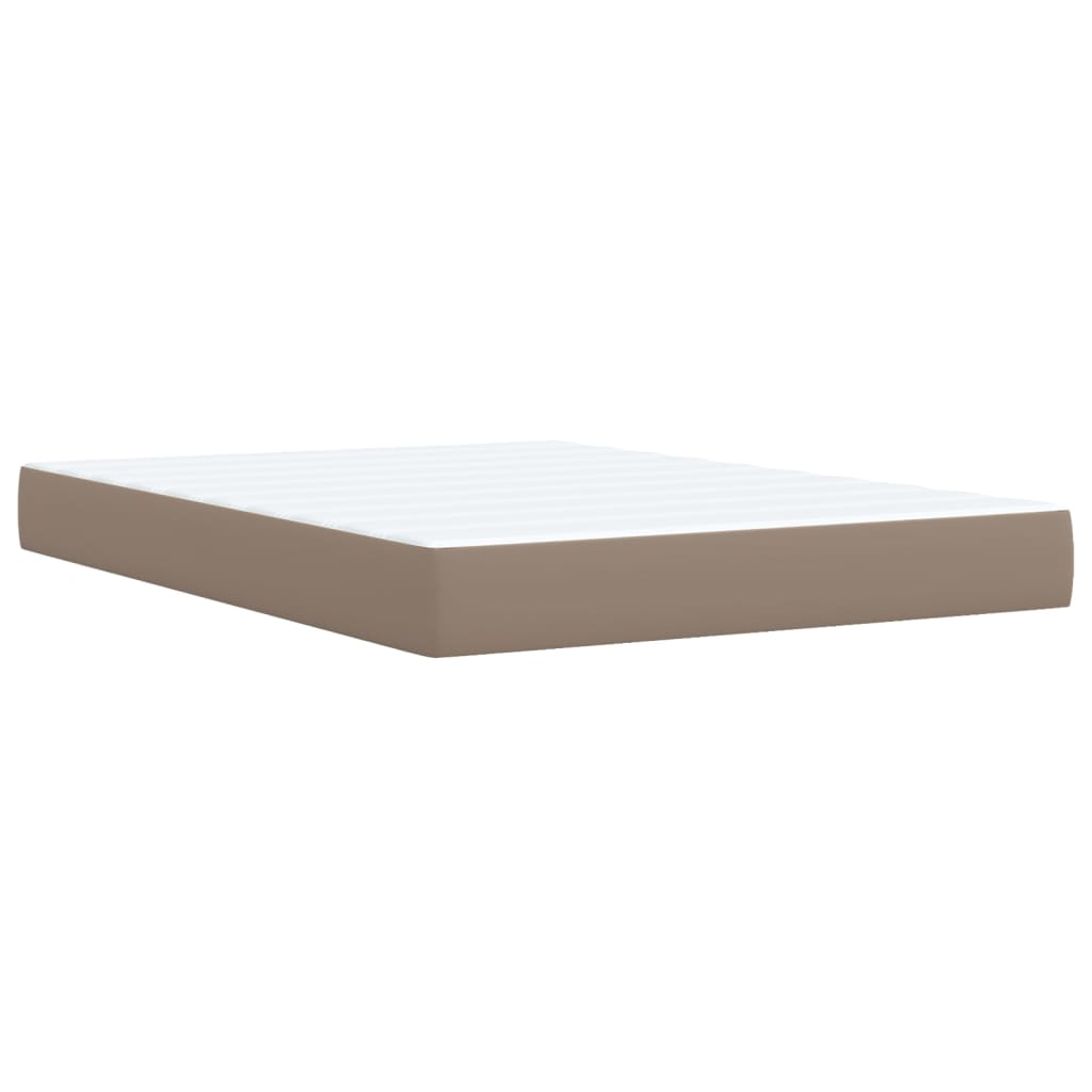 vidaXL Pat box spring cu saltea, cappuccino, 140x200cm piele ecologică