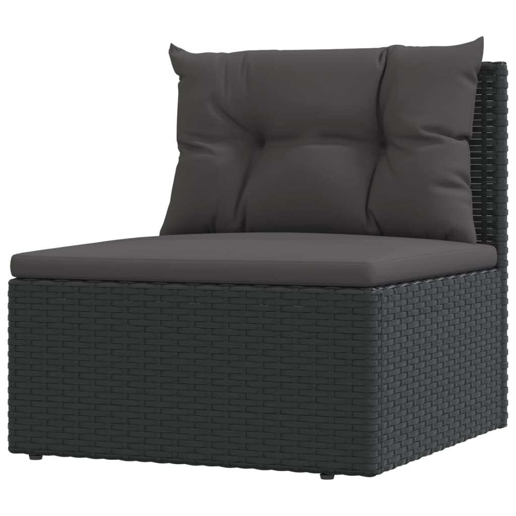 vidaXL Set mobilier de grădină cu perne, 7 piese, negru, poliratan