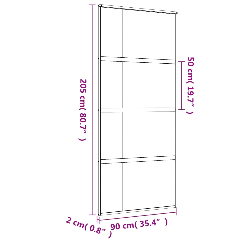 vidaXL Ușă glisantă, auriu, 90x205 cm, sticlă ESG mată și aluminiu