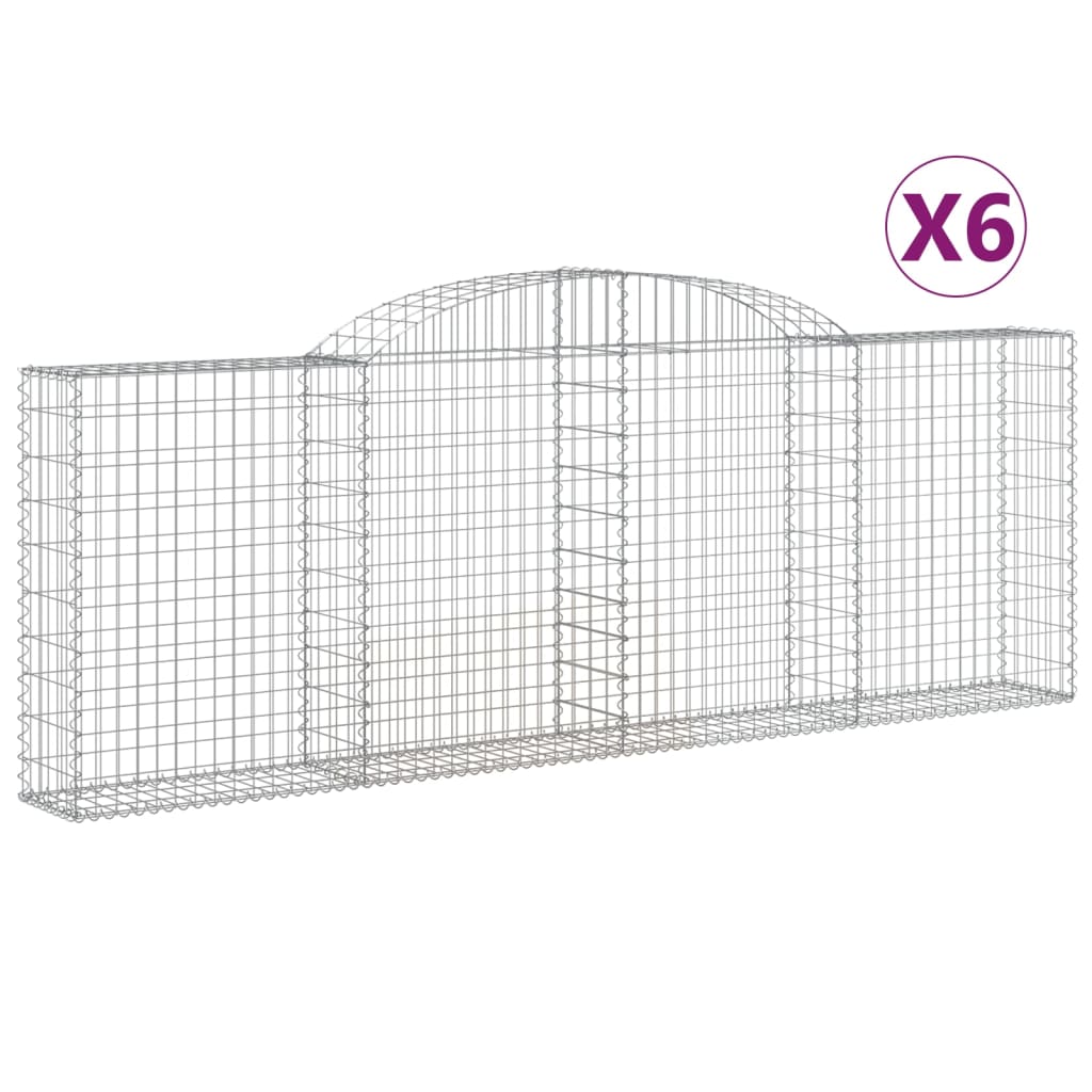 vidaXL Coșuri gabion arcuite 6 buc, 300x30x100/120 cm fier galvanizat