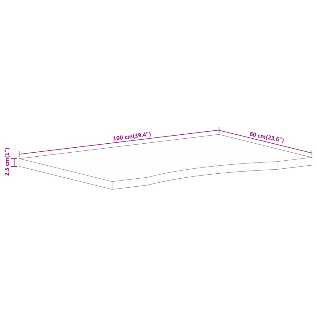 vidaXL Blat birou cu decupaj curbat 100x60x2,5 cm lemn masiv mango