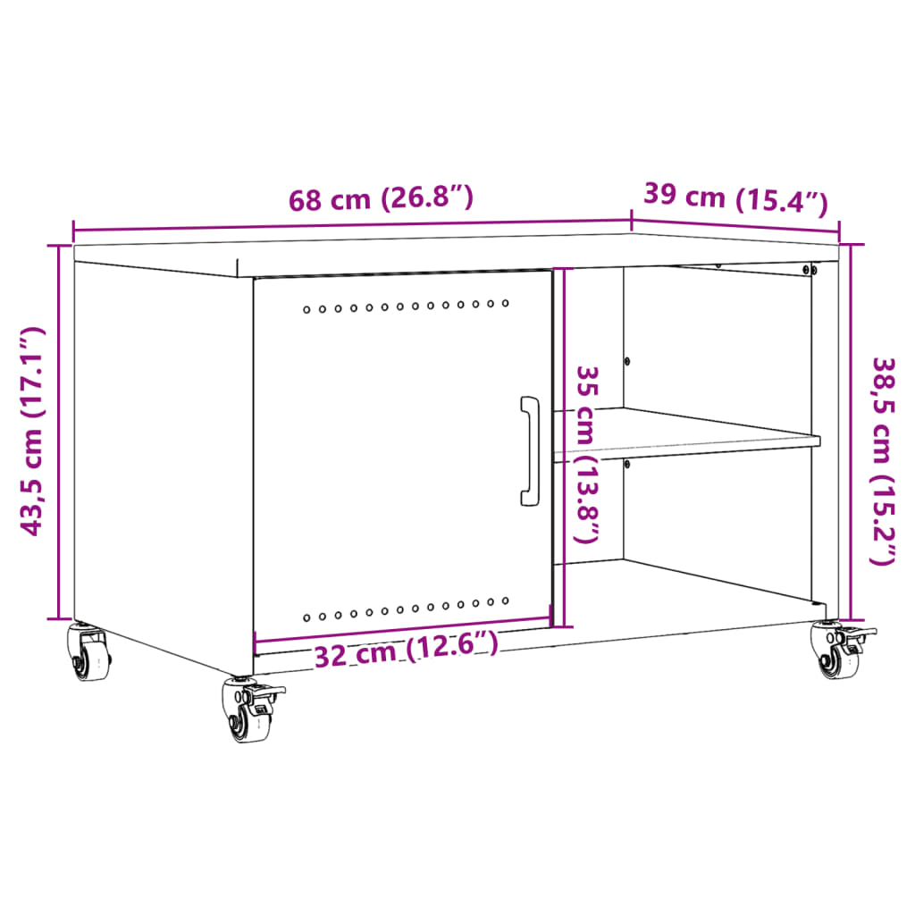 vidaXL Dulap TV, roz, 68x39x43,5 cm, oțel