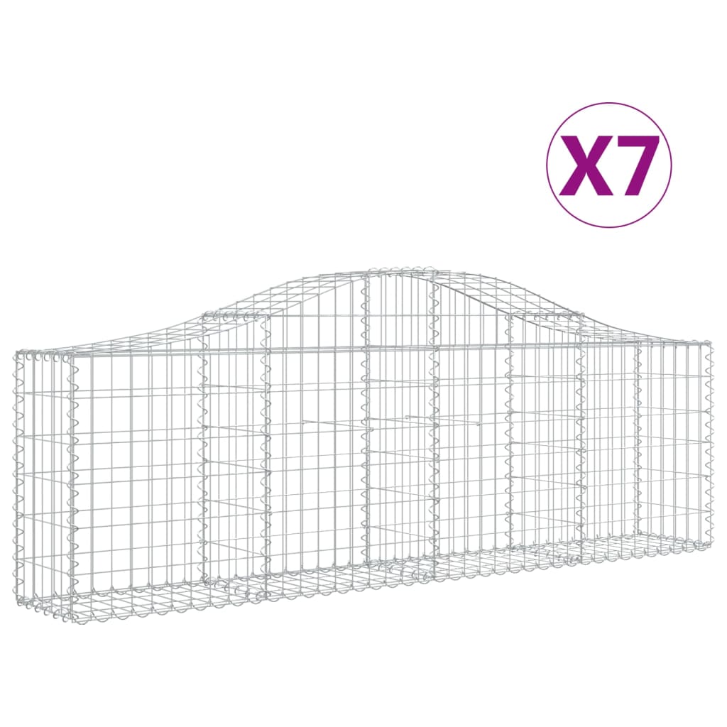 vidaXL Coșuri gabion arcuite 7 buc, 200x30x60/80 cm, fier galvanizat