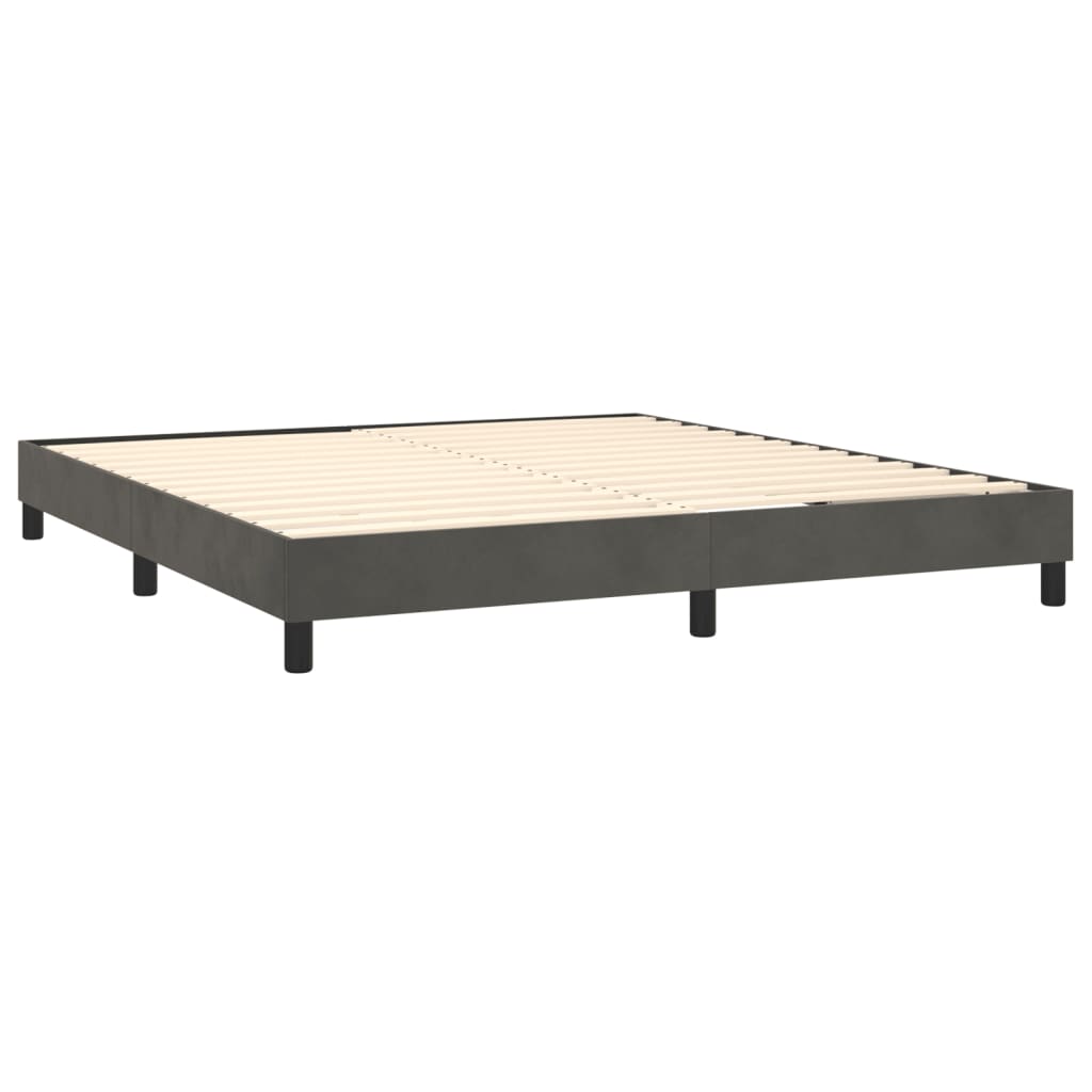 vidaXL Pat box spring cu saltea, gri închis, 160x200 cm, catifea