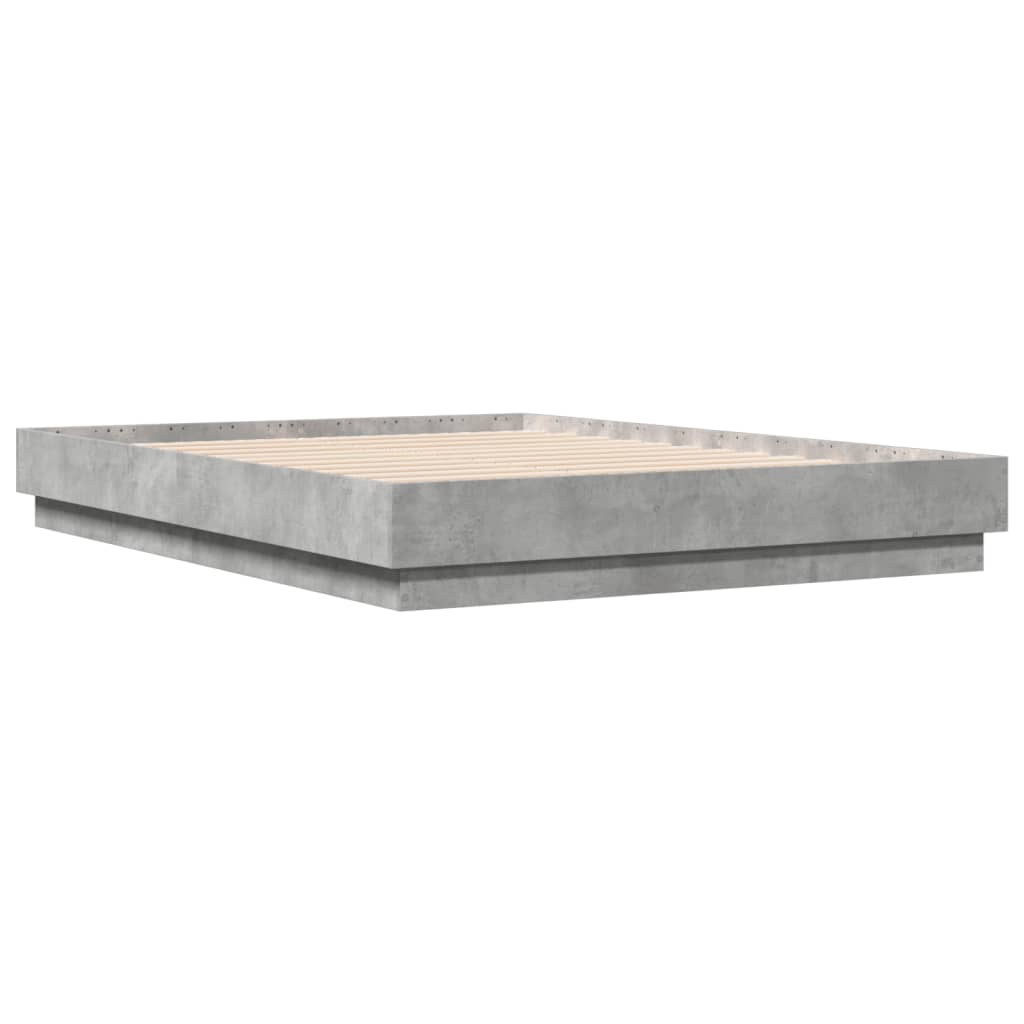 vidaXL Cadru de pat, gri beton, 120x190 cm, lemn prelucrat