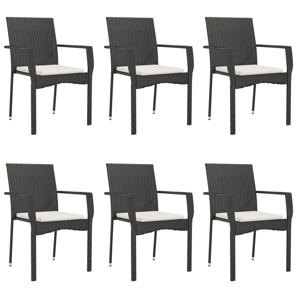 vidaXL Set mobilier de grădină cu perne, 7 piese, negru, poliratan