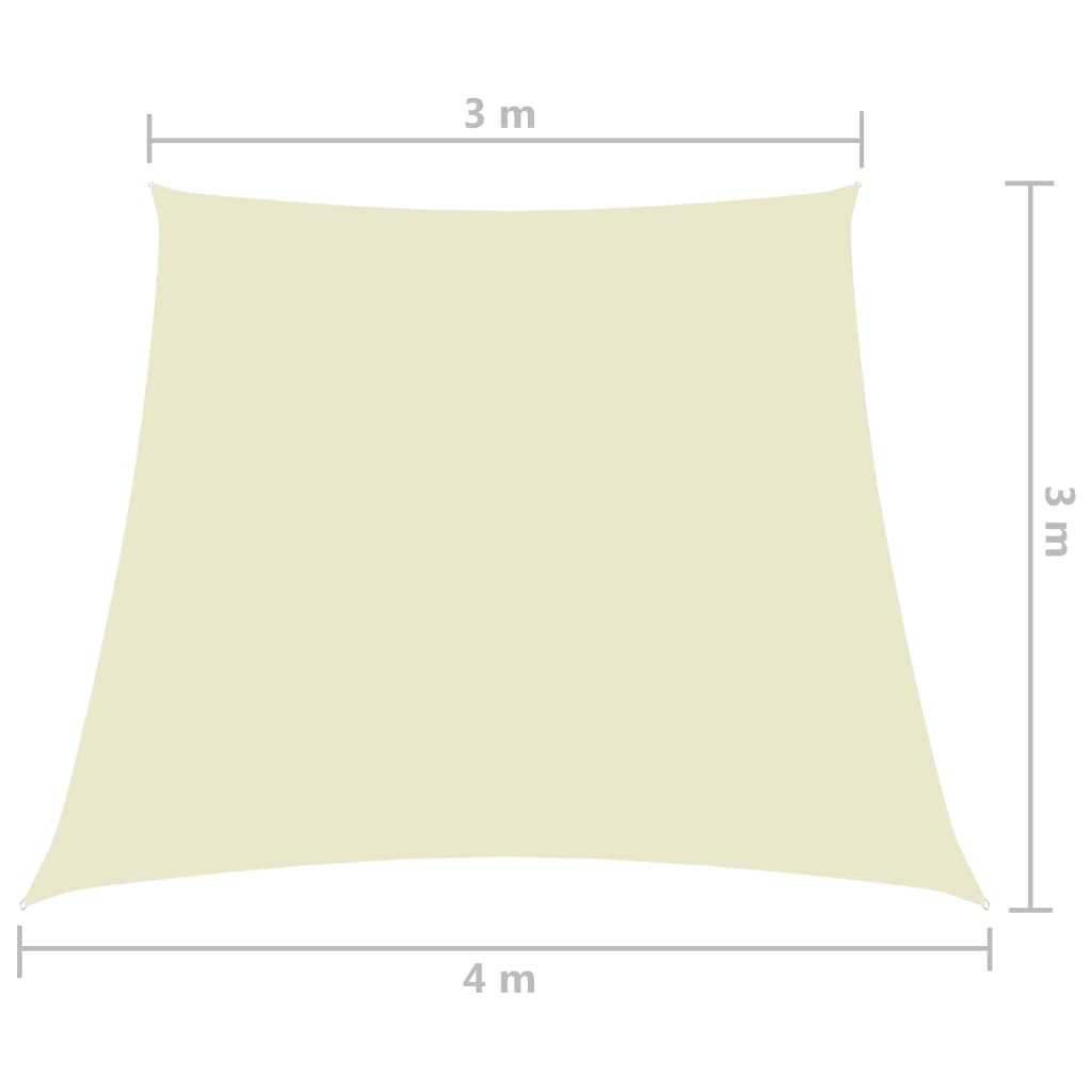 vidaXL Pânză parasolar, crem, 3/4x3 m, țesătură Oxford, trapez