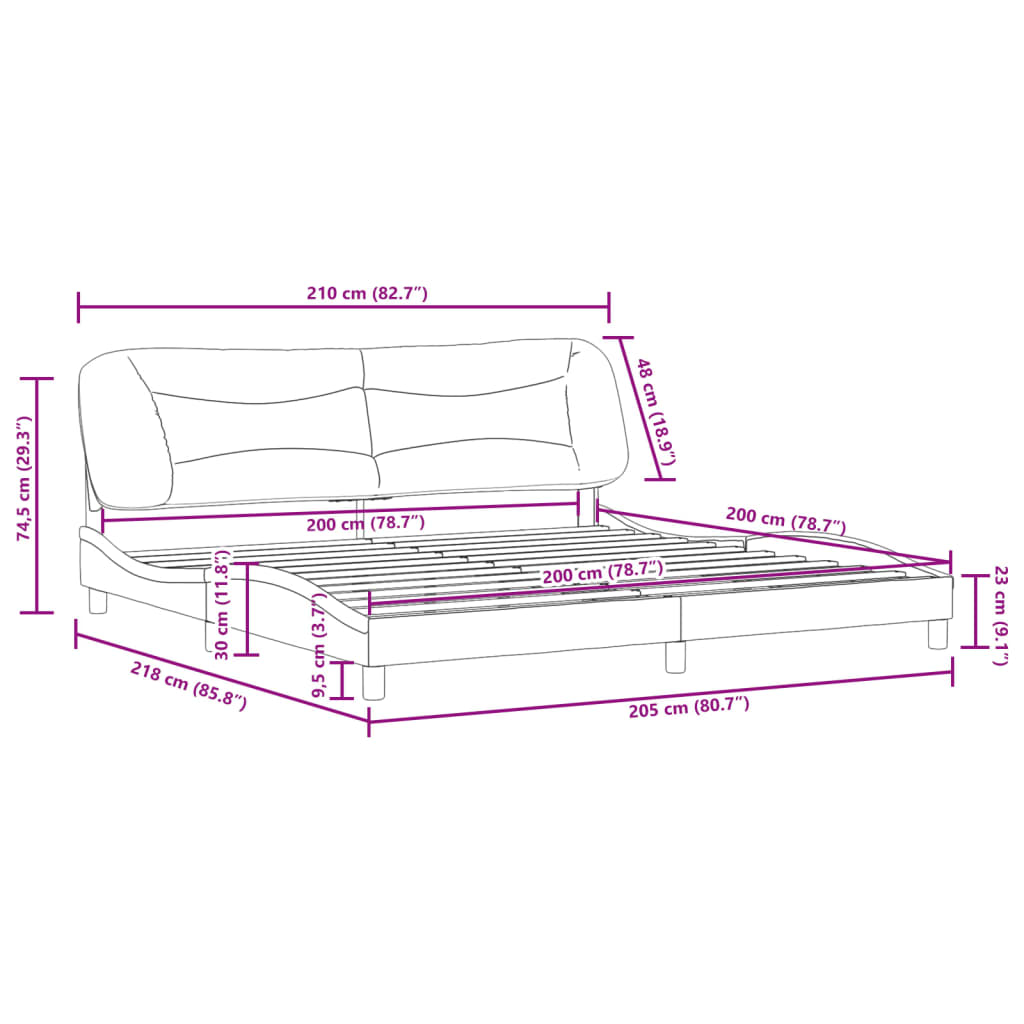 vidaXL Cadru de pat cu tăblie alb și negru 200x200cm piele artificială