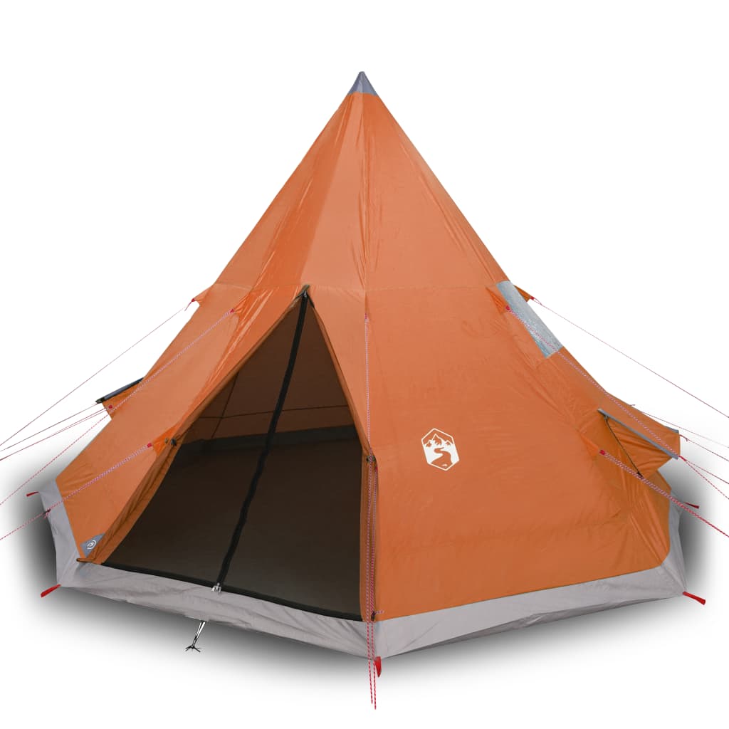 vidaXL Cort de camping tipi pentru 4 persoane, portocaliu, impermeabil