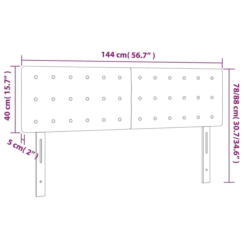 vidaXL Tăblie de pat cu LED, negru, 144x5x78/88 cm, textil