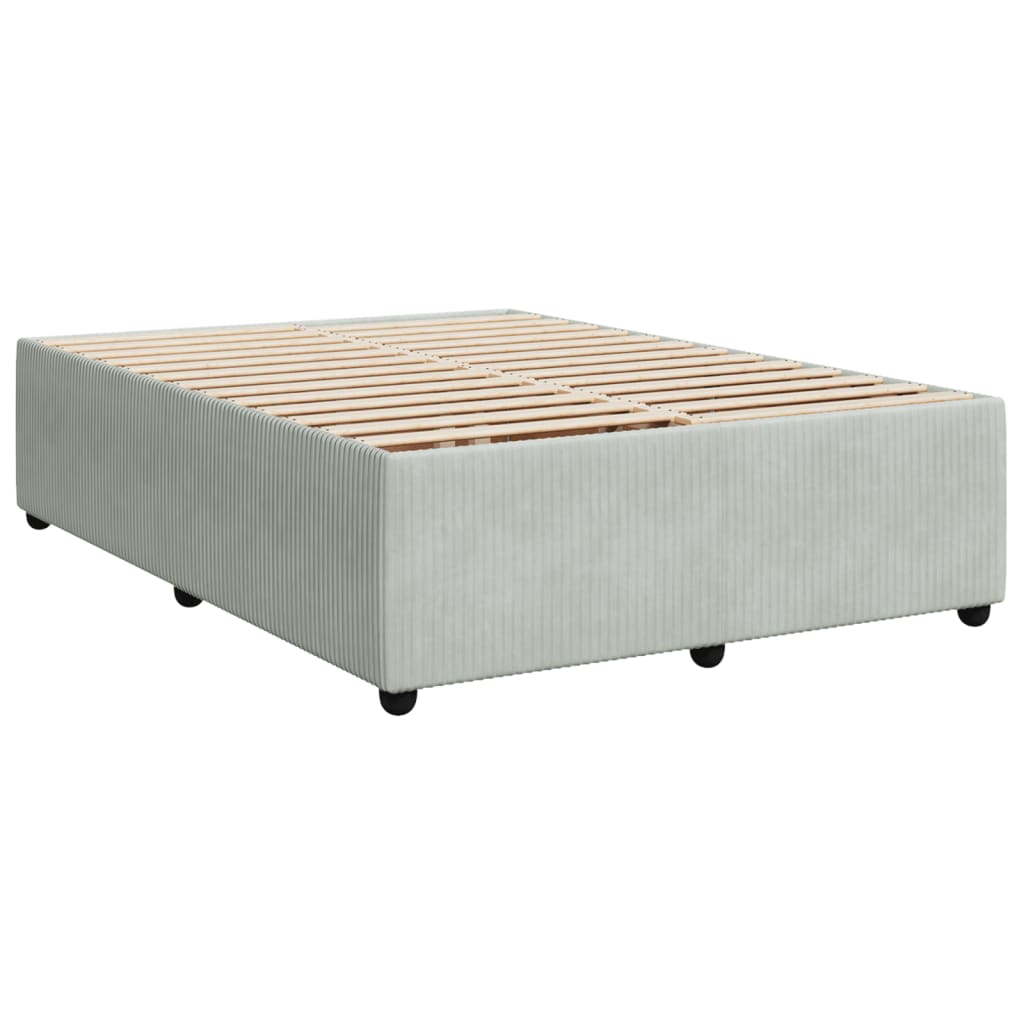 vidaXL Pat box spring cu saltea, gri deschis, 140x200 cm, catifea