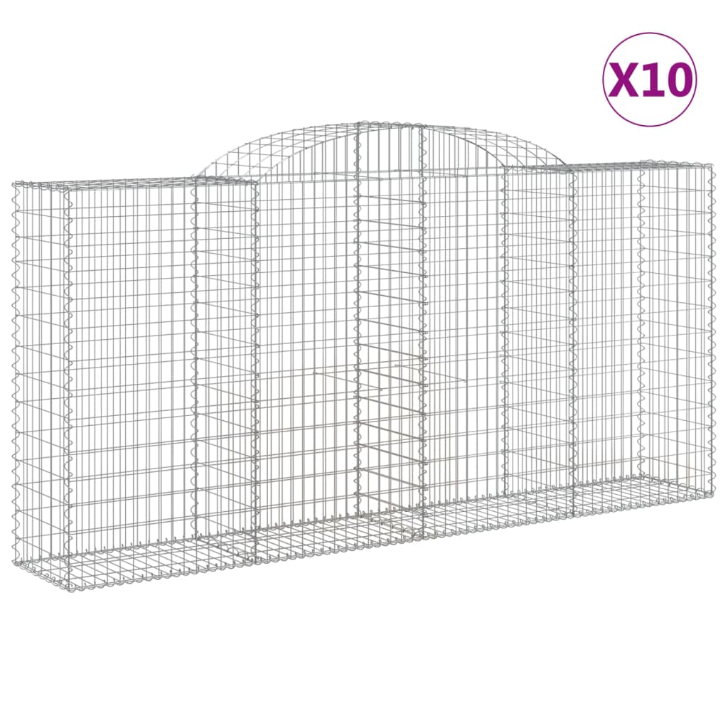 vidaXL Coșuri gabion arcuite 10 buc, 300x50x140/160cm, fier galvanizat