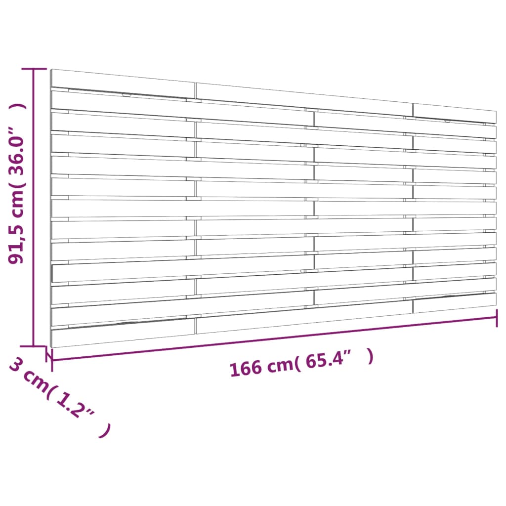 vidaXL Tăblie de pat pentru perete, alb, 166x3x91,5 cm, lemn masiv pin