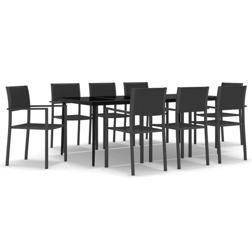 vidaXL Set mobilier de grădină, 9 piese, negru