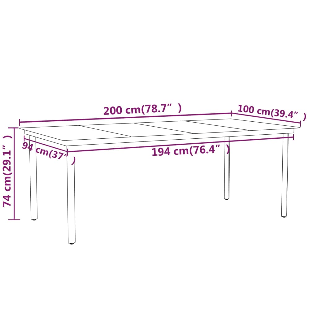 vidaXL Set de mobilier pentru grădină, 7 piese, negru