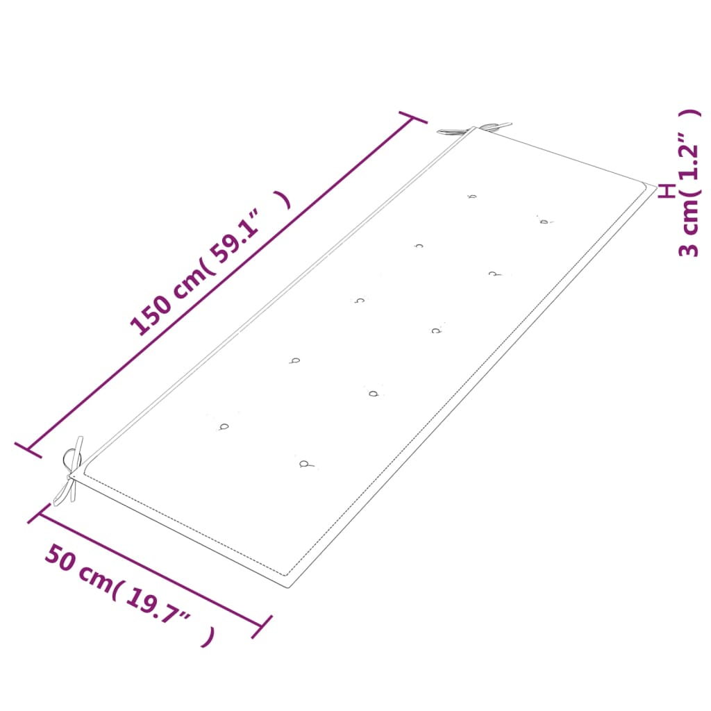 vidaXL Bancă Batavia cu pernă albastru regal, 150 cm, lemn masiv tec