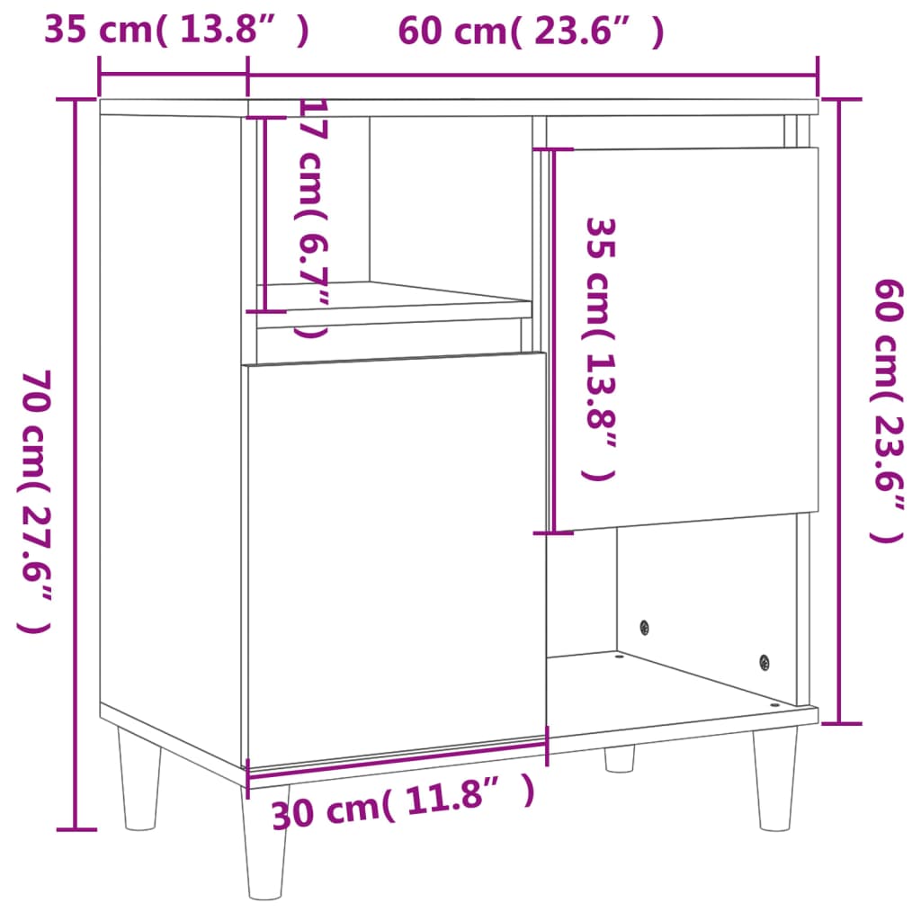 vidaXL Dulapuri, 2 buc, gri beton, 60x35x70 cm, lemn prelucrat