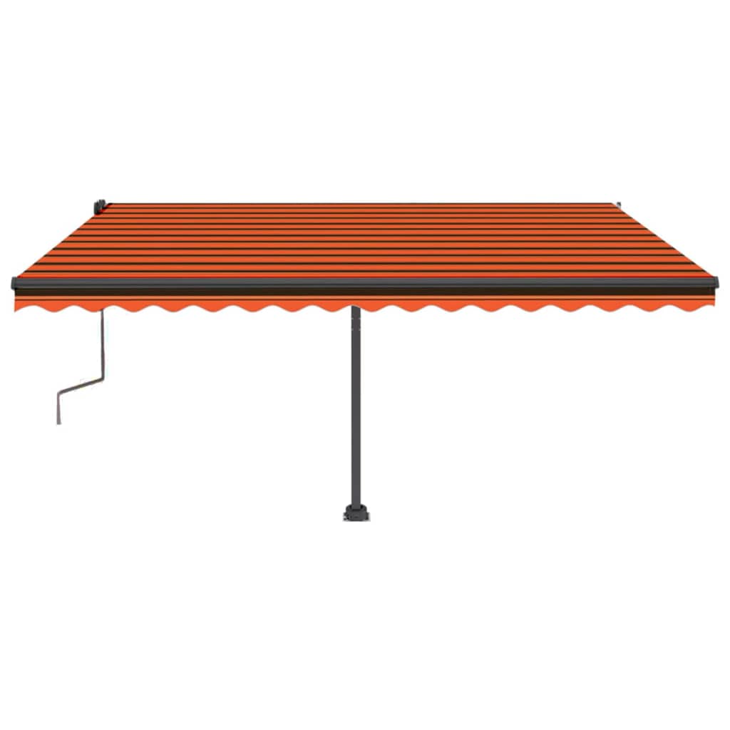 vidaXL Copertină retractabilă manual, portocaliu și maro, 450x350 cm