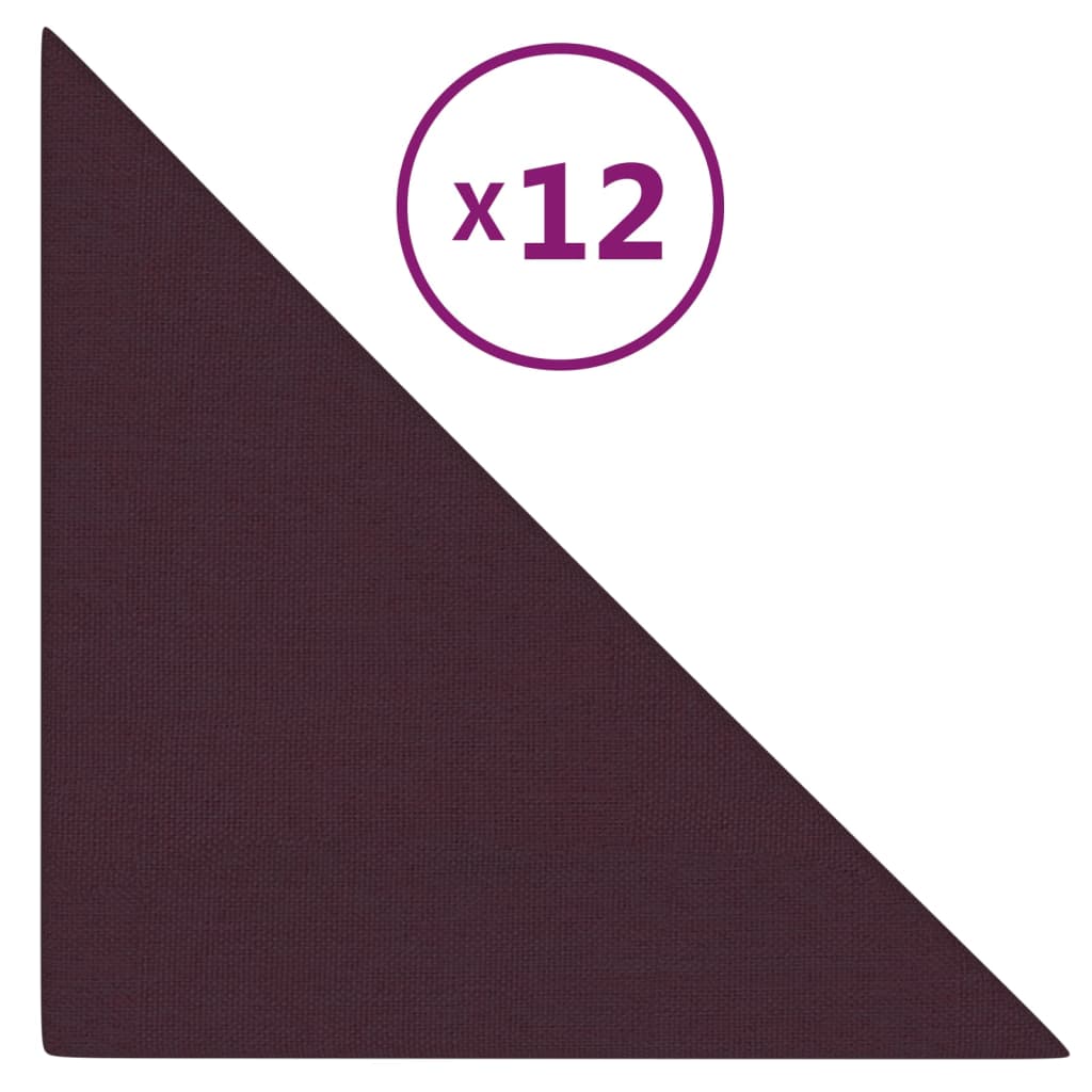 vidaXL Panouri de perete 12 buc. violet 30x30 cm textil 0,54 m²