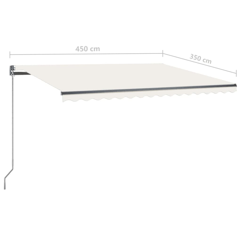 vidaXL Copertină retractabilă manual cu LED, crem, 450x350 cm