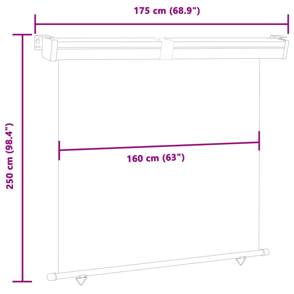 vidaXL Copertină laterală de balcon, gri, 170x250 cm