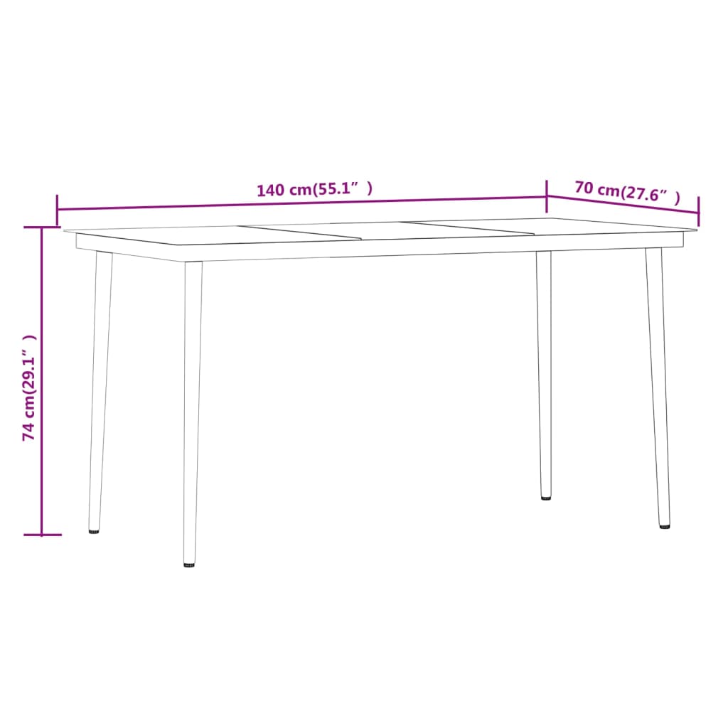 vidaXL Set de masă pentru grădină, 7 piese, cu perne, negru