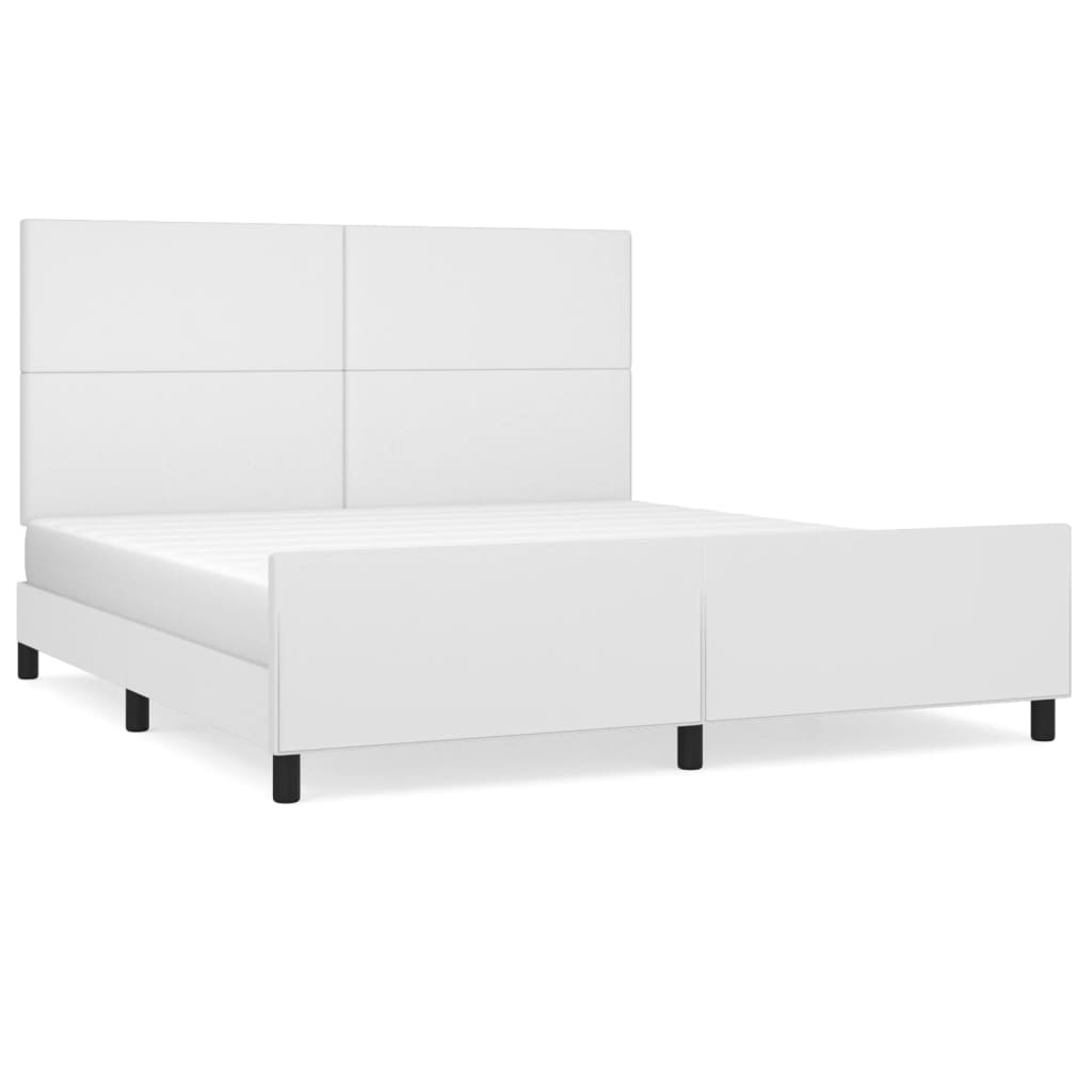 vidaXL Cadru de pat cu tăblie, alb, 180x200 cm, piele ecologică
