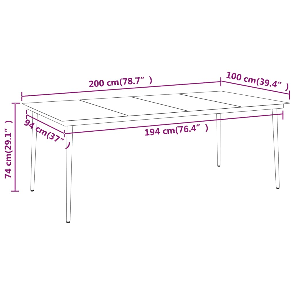 vidaXL Set mobilier de grădină, 9 piese, negru