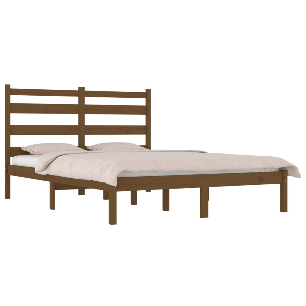 vidaXL Cadru de pat, maro miere, 140x190 cm, lemn masiv de pin
