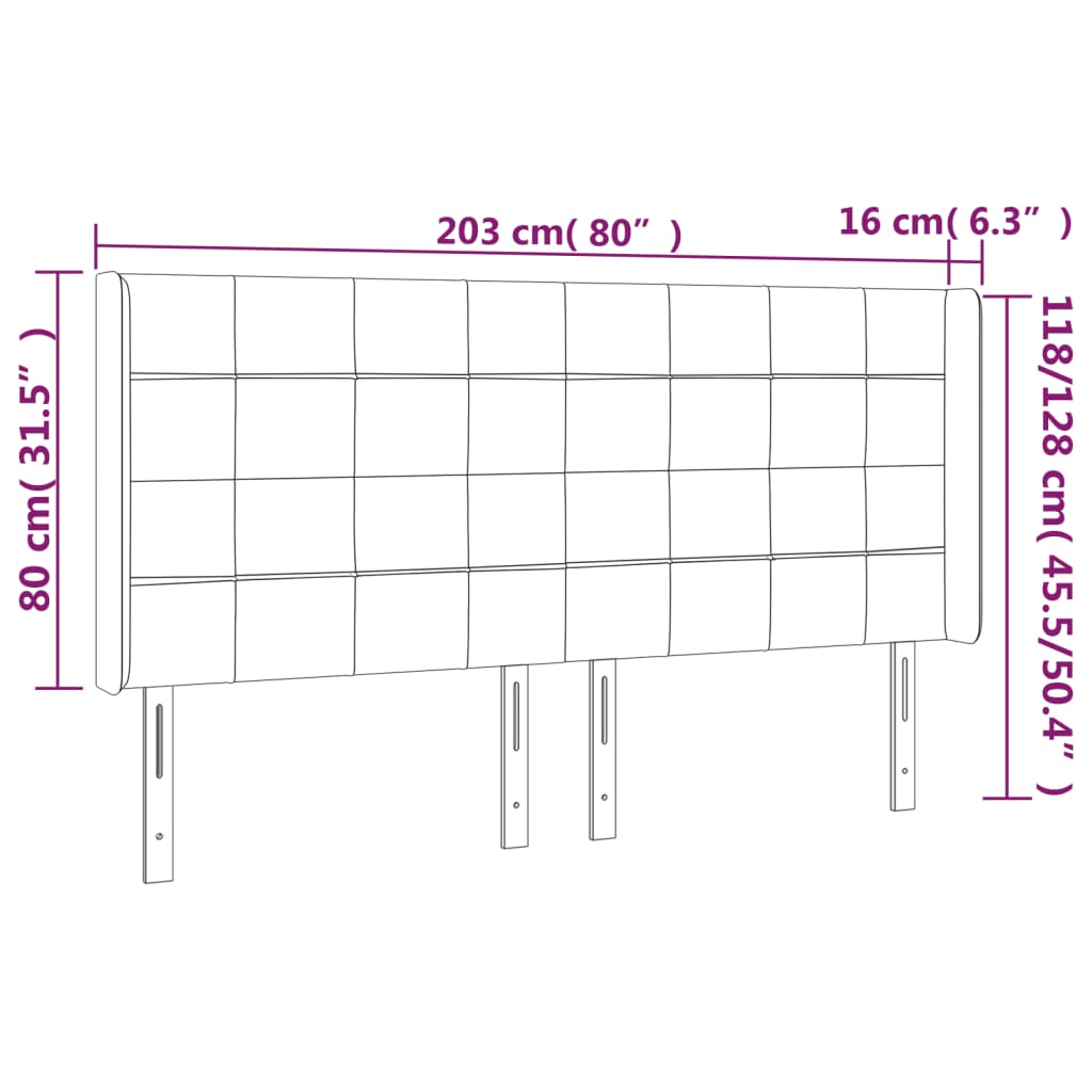 vidaXL Tăblie de pat cu LED, verde închis, 203x16x118/128 cm, catifea