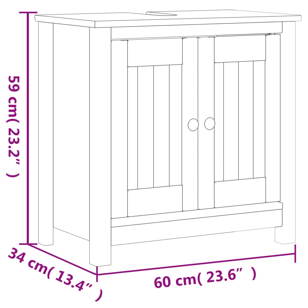 vidaXL Set mobilier baie, 3 piese, „BERG”, alb, lemn masiv de pin