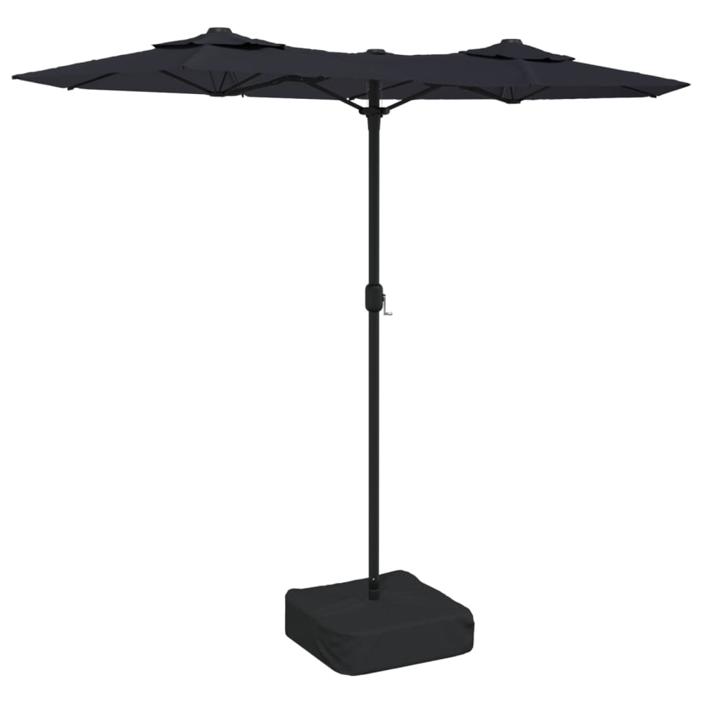 vidaXL Umbrelă de grădină cu două capete, negru, 316x240 cm